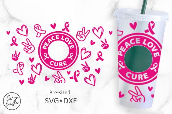 24OZ VENTI COLD CUP PEACE LOVE CURE: Graphics & Crafts