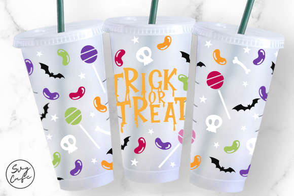 24oz Venti Cold Cup Trick or Treat Craft Graphic