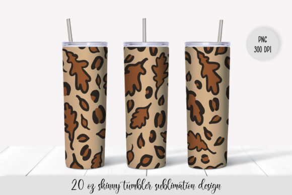 Autumn Oak Leaves Leopard Tumbler Sublim: Crafts & Graphics