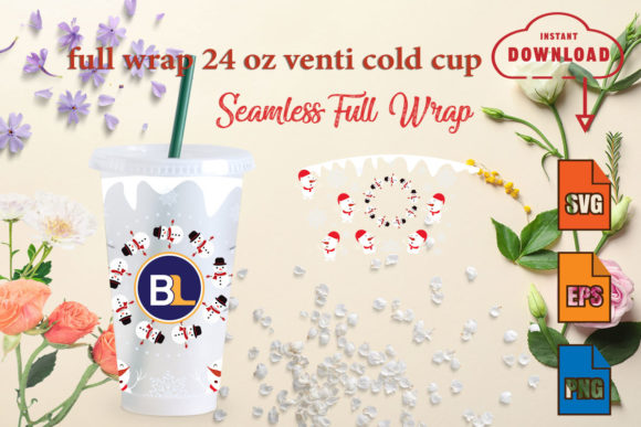 Christmas Full Wrap 24oz Venti Cold Cup: Graphics & Crafts