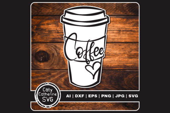 Coffee Cup Love Heart Graphic for Crafts