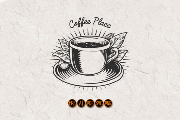 Coffee Cup Vintage Logo Silhouette: Graphics & Illustrations