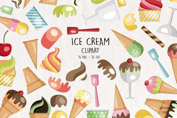 Ice Cream SVG Clipart Set of 54: Sweet Graphics & Illustrations
