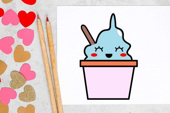 Kawaii Ice Cream Cup in Graphics & Crafts Design