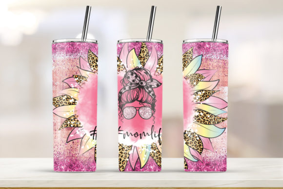 Mom Life Pink 20oz Skinny Tumbler: Graphics & Print Templates