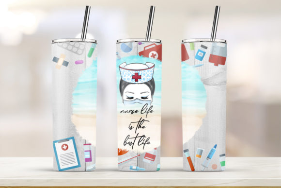 Nurse Tumbler 20oz Skinny Tumbler Graphics & Print Templates