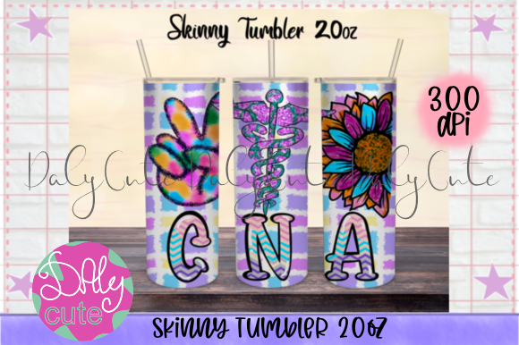 Peace Love CNA Tumbler PNG: Sunflower Graphics & Print Template