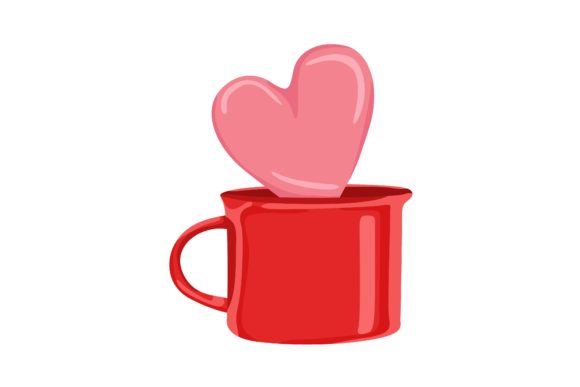 Pink Heart on the Red Cup Illustration & Graphics Review