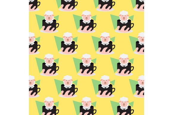 Seamless Pattern Inside Cup Animal Sheep – Graphics & Patterns for Design