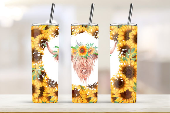 Sunflower Cow Print Graphics: Tumbler Print Template Review