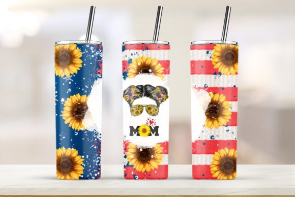 Sunflower Mom Tumbler Skinny: Print Templates & Graphics