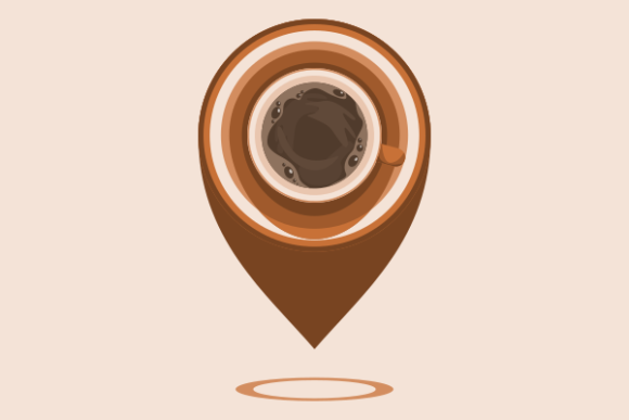 Top View Coffee As Location Pointer: Graphics & Illustrations