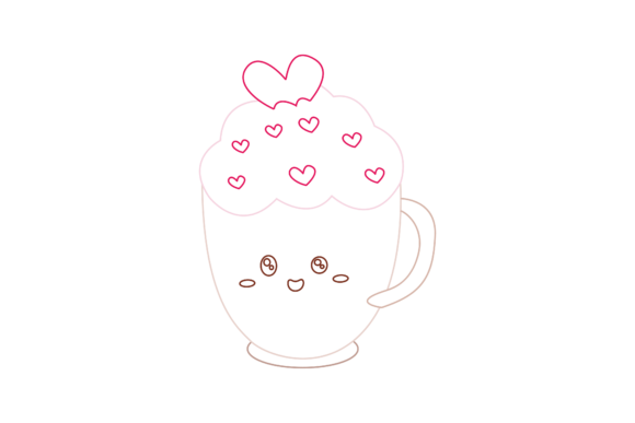 Valentine Kawaii Cup Graphics for Cute Illustrations